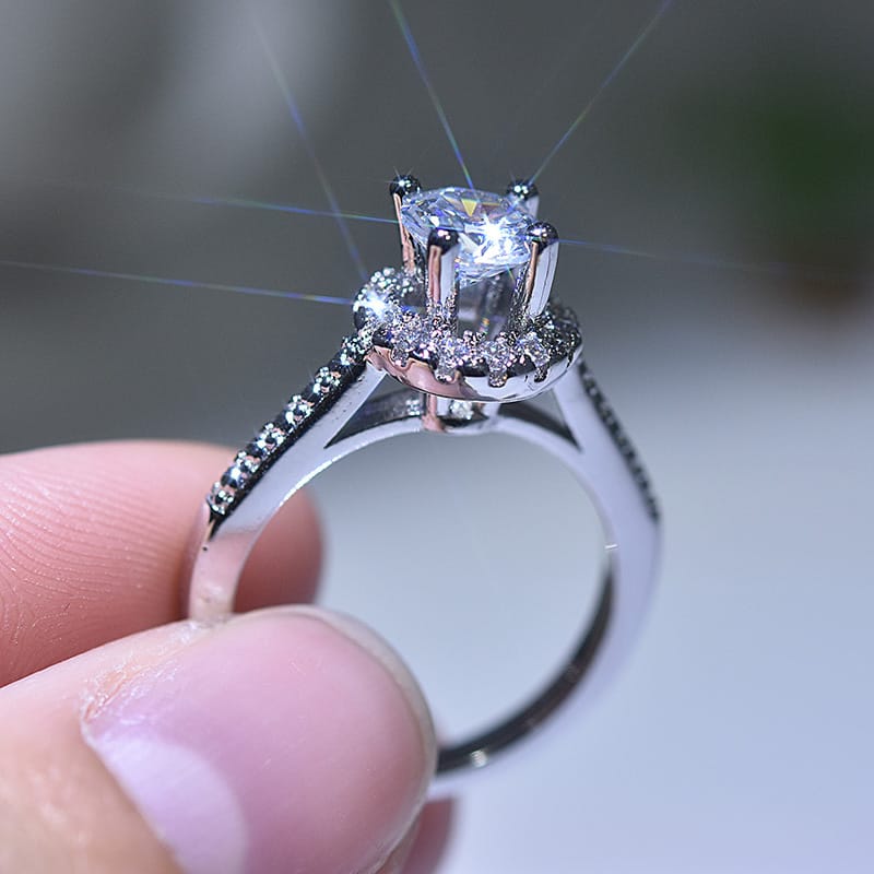 Silver Cushion Diamond Pave Halo Ring by Rose & Oliver - product image 3