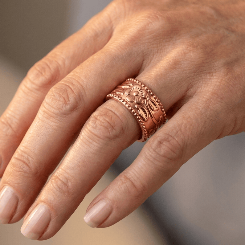 Rose Gold Ornate Carved Cuff Ring - (Adjustable) by Rose & Oliver - product image 2
