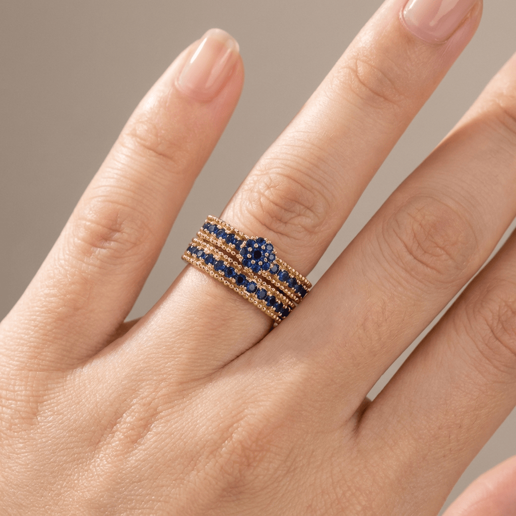 Blue Sapphire Gold Stacking Band Set by Rose & Oliver - product image 2