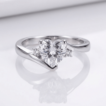 Heart Zirconia Silver Bypass Ring by Rose & Oliver - product image 1