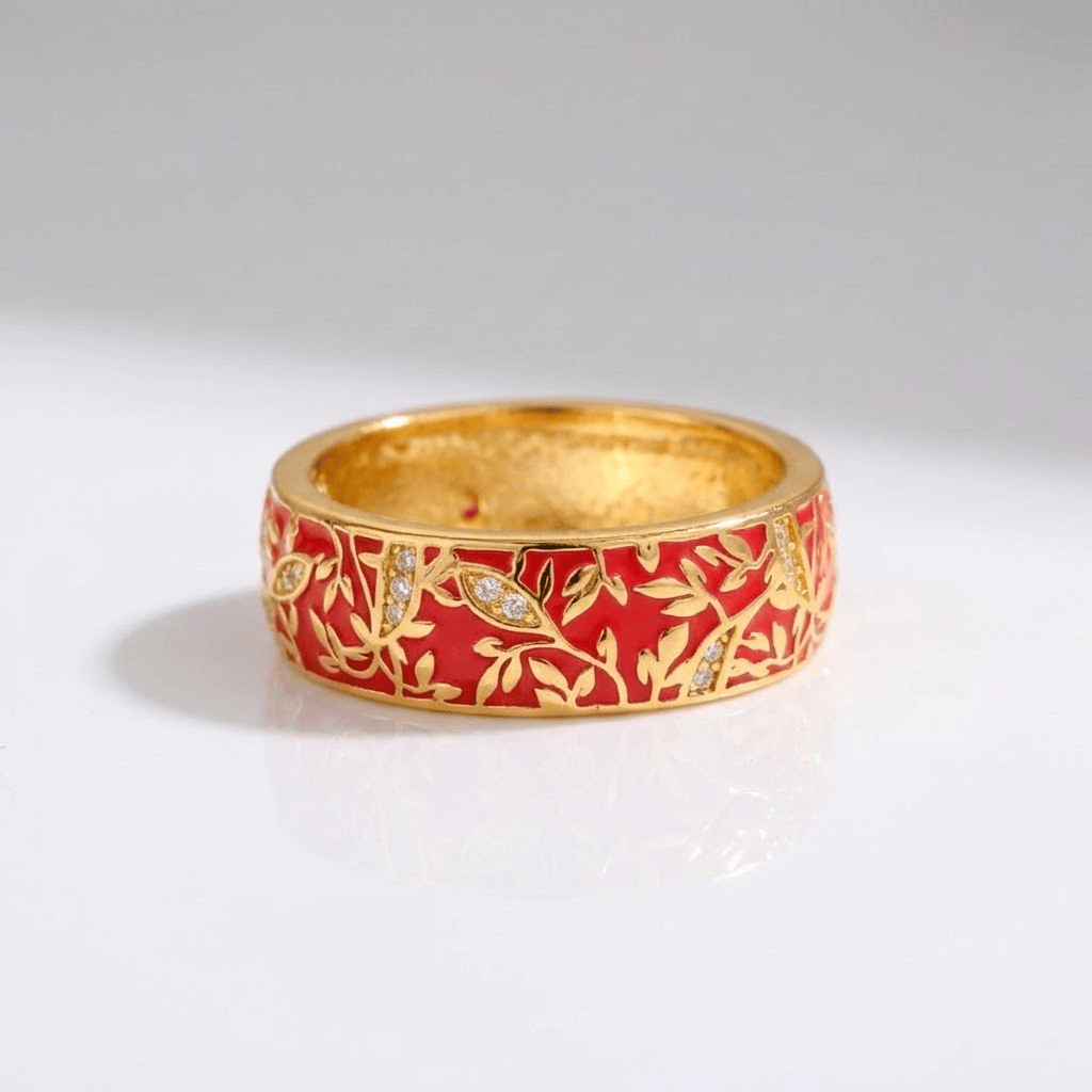 Gold Vintage Leaf Band Ring by Rose & Oliver - product image 3