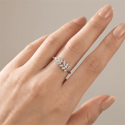 Silver Feather Zirconia Ring - (Adjustable) by Rose & Oliver - product image 2