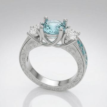 Silver Gemstone Oval Halo Ring by Rose & Oliver - product image 1