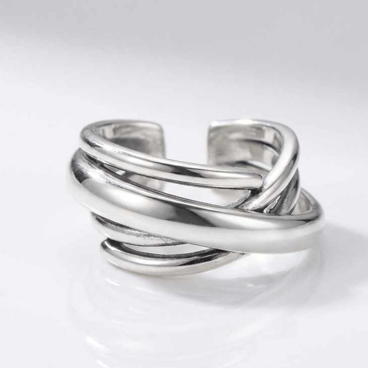 Silver Stacked Zirconia Ring - (Adjustable) by Rose & Oliver - product image 1