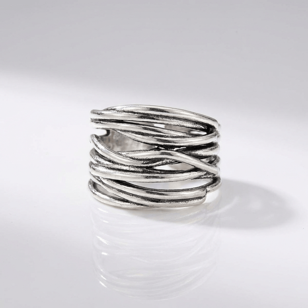 Silver Stacked Zirconia Ring - (Adjustable) by Rose & Oliver - product image 3