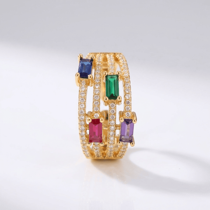 Gold Colorful Gemstone Ring - (Adjustable) by Rose & Oliver - product image 1
