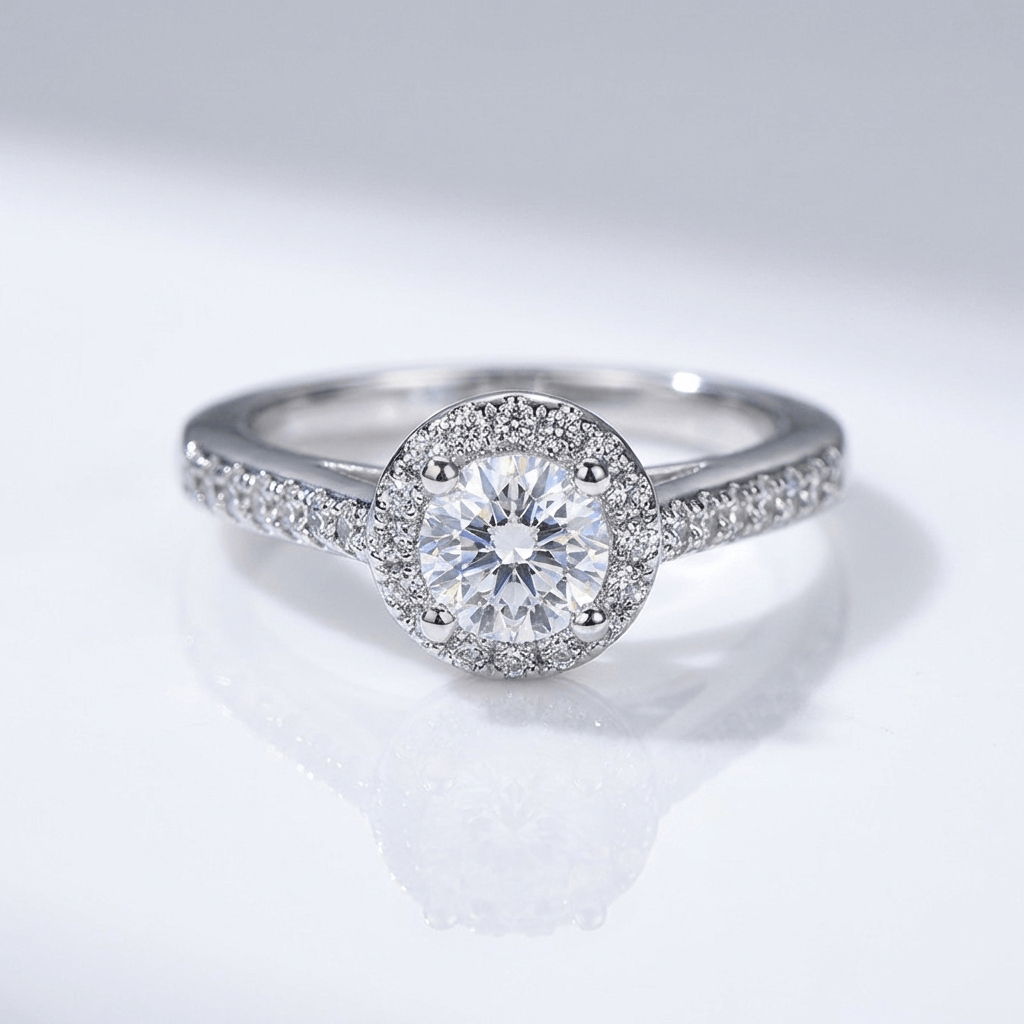 Silver Cushion Diamond Pave Halo Ring by Rose & Oliver - product image 1