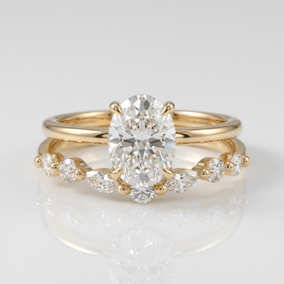 Gold Oval Diamond Marquise Band Set by Rose & Oliver - product image 1