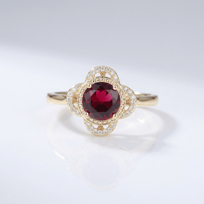 Gold Ruby Diamond Halo Ring by Rose & Oliver - product image 1