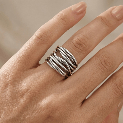 Silver Stacked Zirconia Ring - (Adjustable) by Rose & Oliver - product image 4