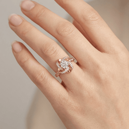 Rose Gold Zirconia Twisted Knot Ring - (Adjustable) by Rose & Oliver - product image 2