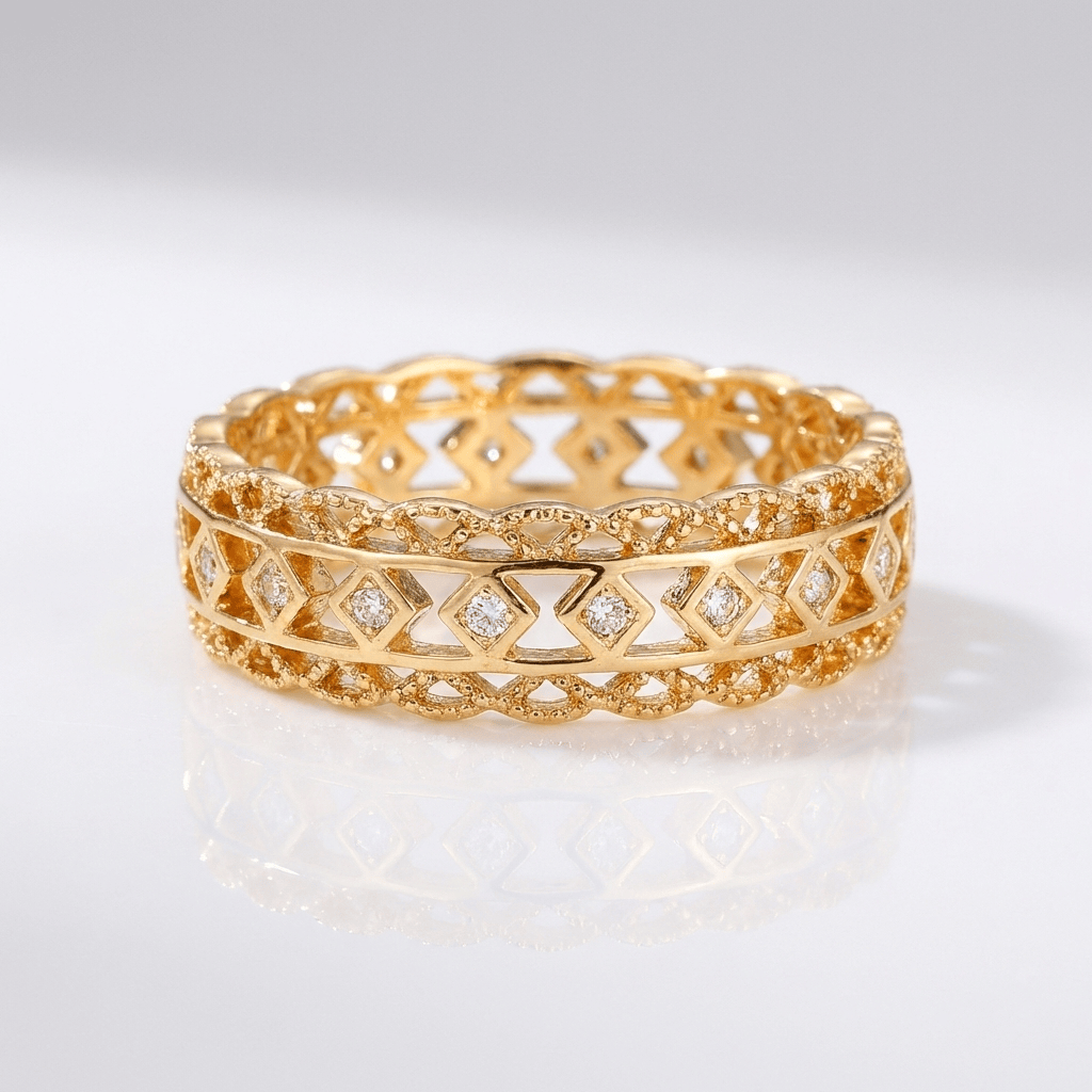 Gold Diamond Open Work Ring by Rose & Oliver - product image 1