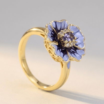 Gold Blue Blossom Ring by Rose & Oliver - product image 3