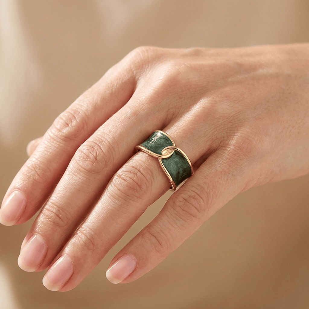 Jade Double Stone Ring - (Adjustable) by Rose & Oliver - product image 2