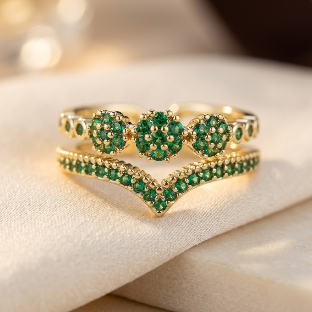 Gold Emerald Cluster Ring by Rose & Oliver - product image 1