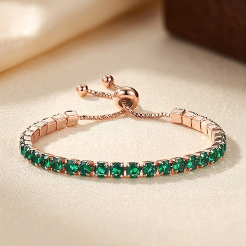Gold Emerald Adjustable Tennis Bracelet by Rose & Oliver - product image 1