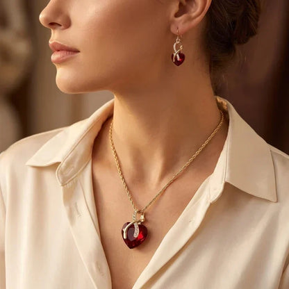 Gold Ruby Twisted Heart Jewelry Set by Rose & Oliver - product image 2