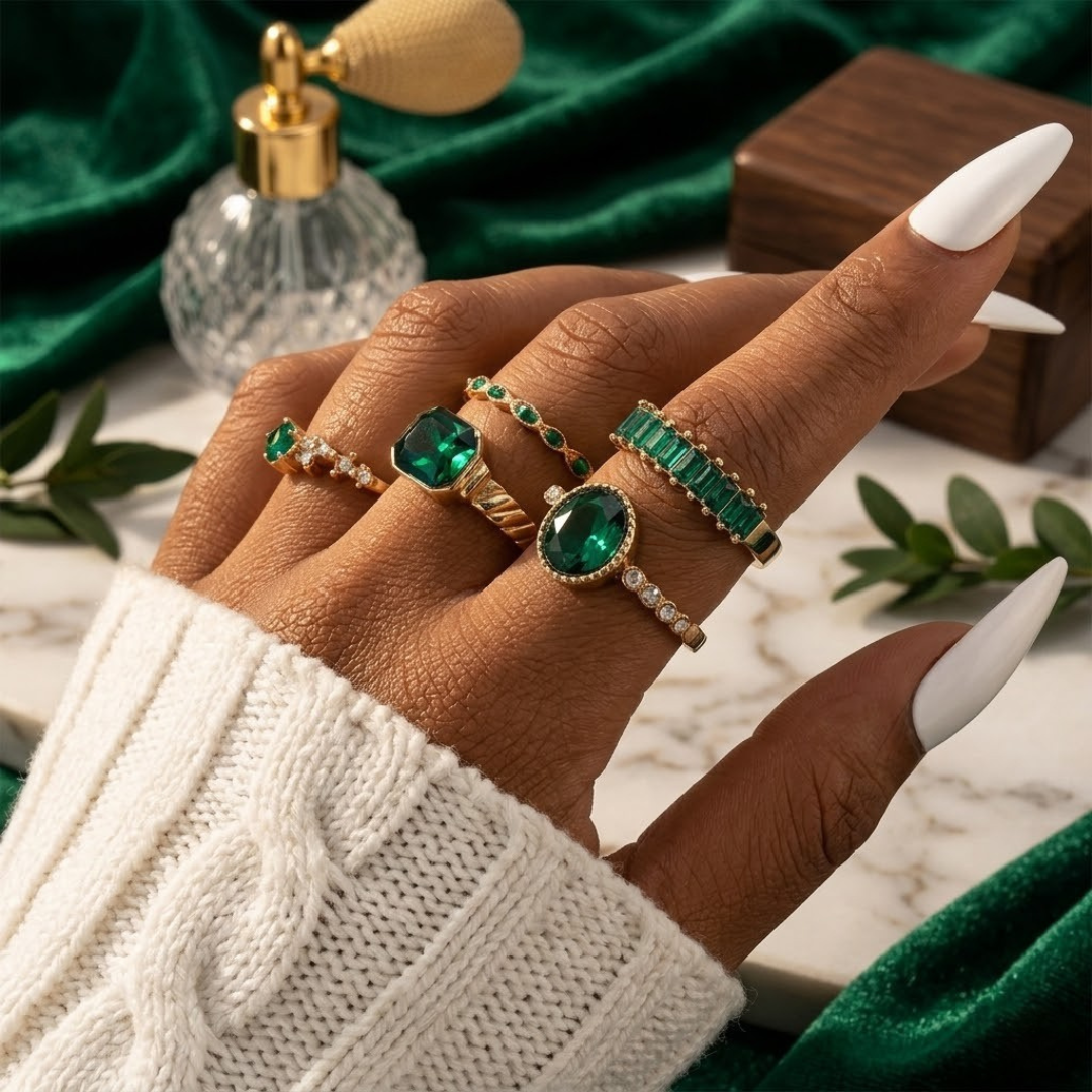 Gold Emerald Ring Set by Rose & Oliver - product image 2