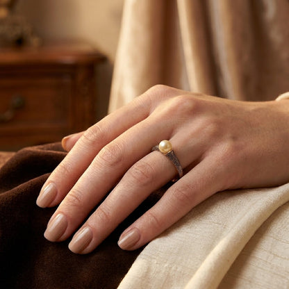Gold Filigree Pearl Ring by Rose & Oliver - product image 2