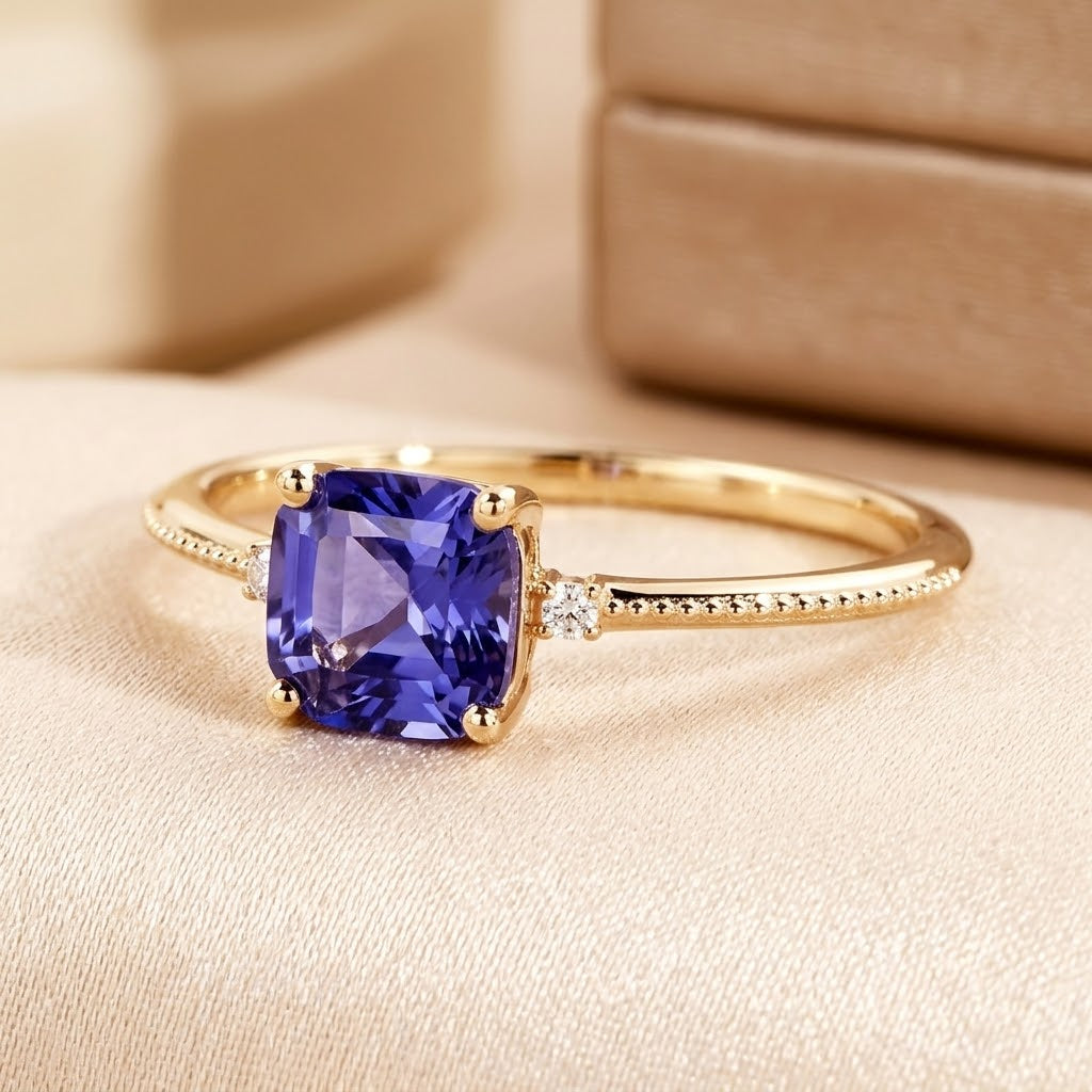 Gold Amethyst Solitaire Ring by Rose & Oliver - product image 1