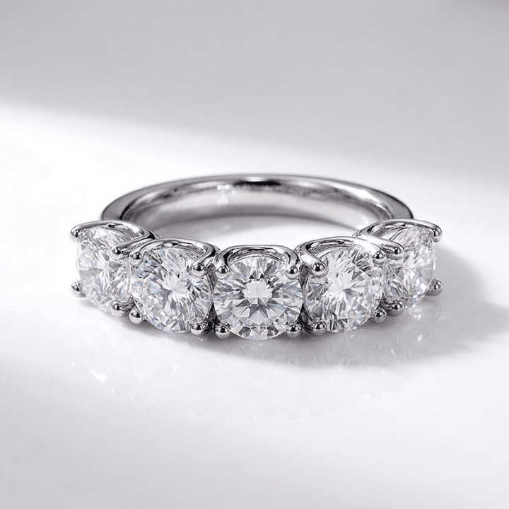 Silver Five Diamond Round Ring by Rose & Oliver - product image 1