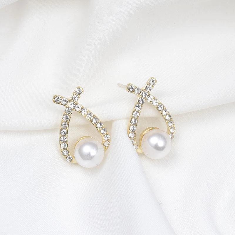 Pearl earrings with glitter by Rose & Oliver - product image 2