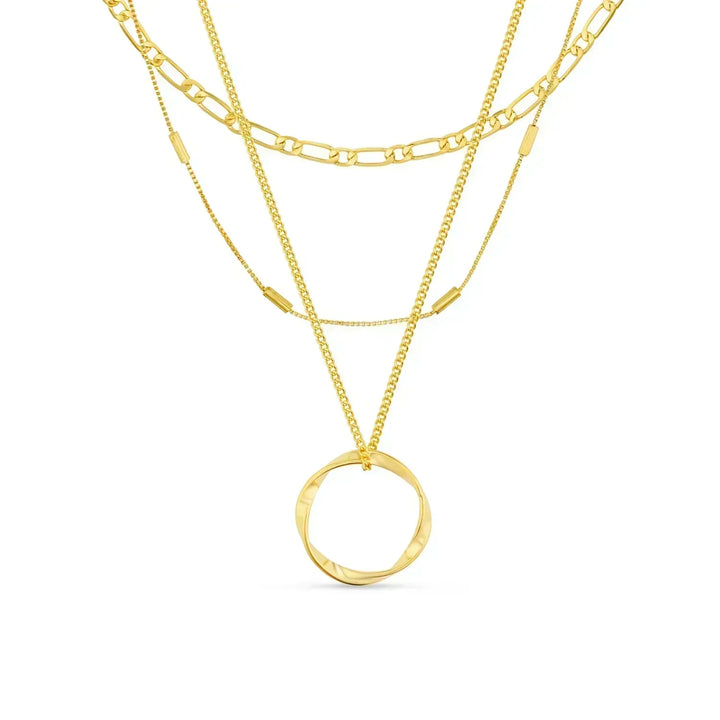 Circa™ | Gold Open Circle Three Row Necklace by Rose & Oliver - product image 1