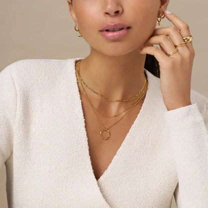Circa™ | Gold Open Circle Three Row Necklace by Rose & Oliver - product image 5