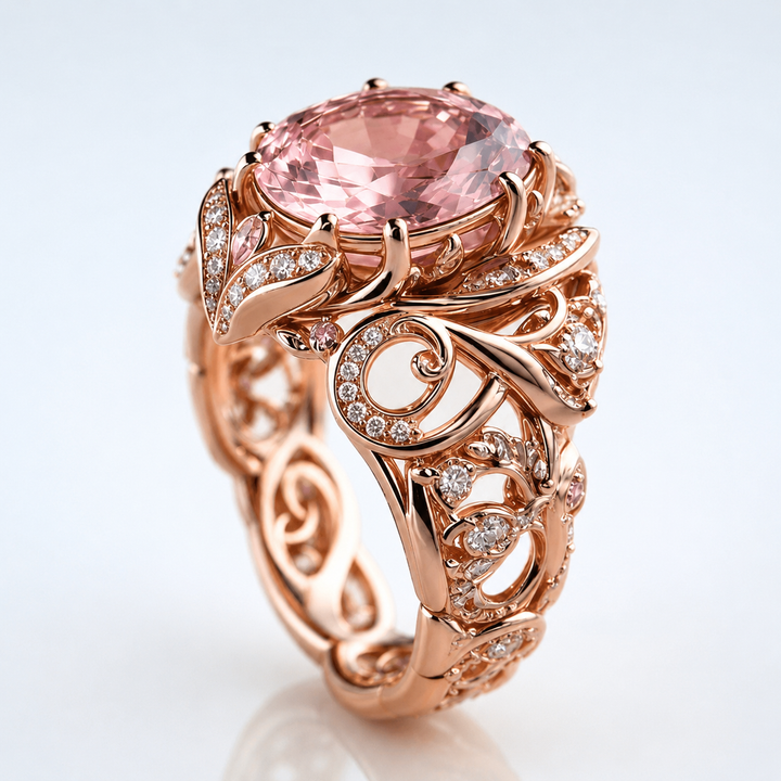 Rose Gold Tourmaline Ornate Ring by Rose & Oliver - product image 1