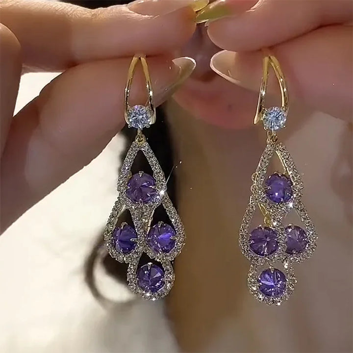 Purple Crystal Drop Earrings by Rose & Oliver - product image 1