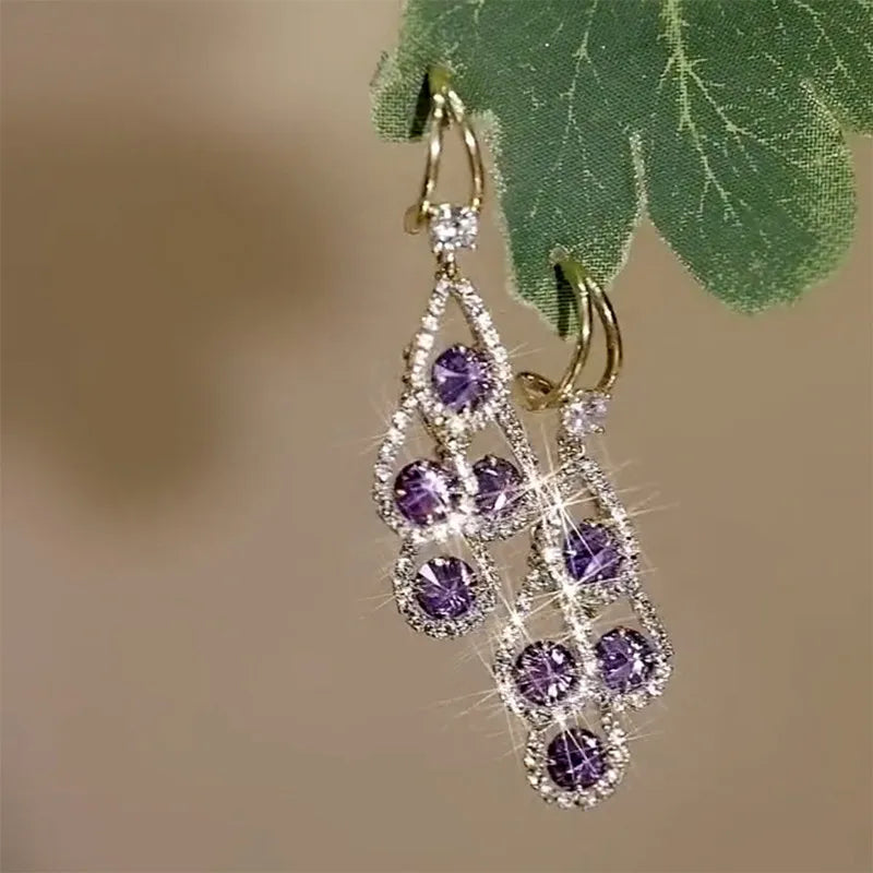 Purple Crystal Drop Earrings by Rose & Oliver - product image 3