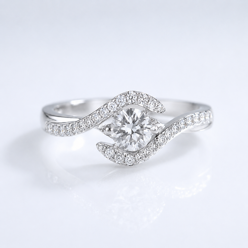 Silver Oval Diamond Twist Ring by Rose & Oliver - product image 1