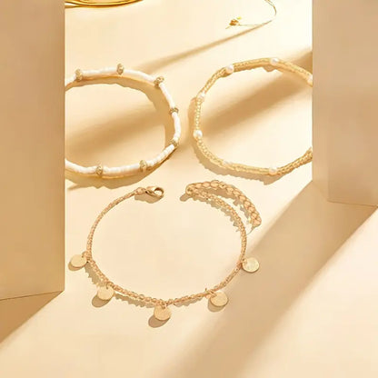 Coastal Charm 3-Piece Layered Anklet Set | Gold by Rose & Oliver - product image 3