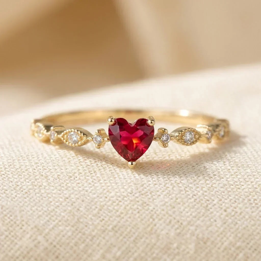 Gold Ruby Heart Ring by Rose & Oliver - product image 1