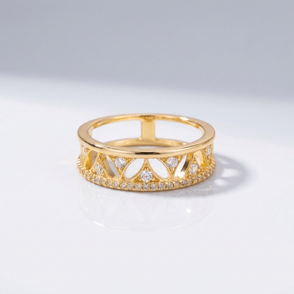 Crystal Crown Gold Band Ring - (Adjustable) by Rose & Oliver - product image 1