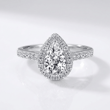 Pear Zirconia Silver Halo Ring by Rose & Oliver - product image 1