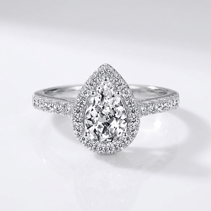 Pear Zirconia Silver Halo Ring by Rose & Oliver - product image 1