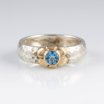 Handmade Silver Two Tone Blue Topaz Ring by Rose & Oliver - product image 1