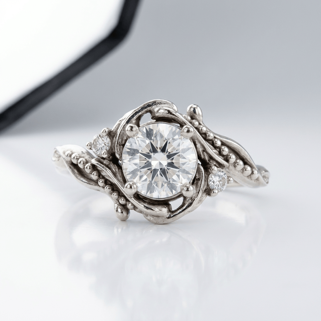Silver Diamond Ornate Vintage Ring by Rose & Oliver - product image 1