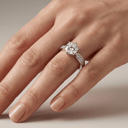 Rose Gold Round Diamond Pave Ring - (Adjustable) by Rose & Oliver - product image 4