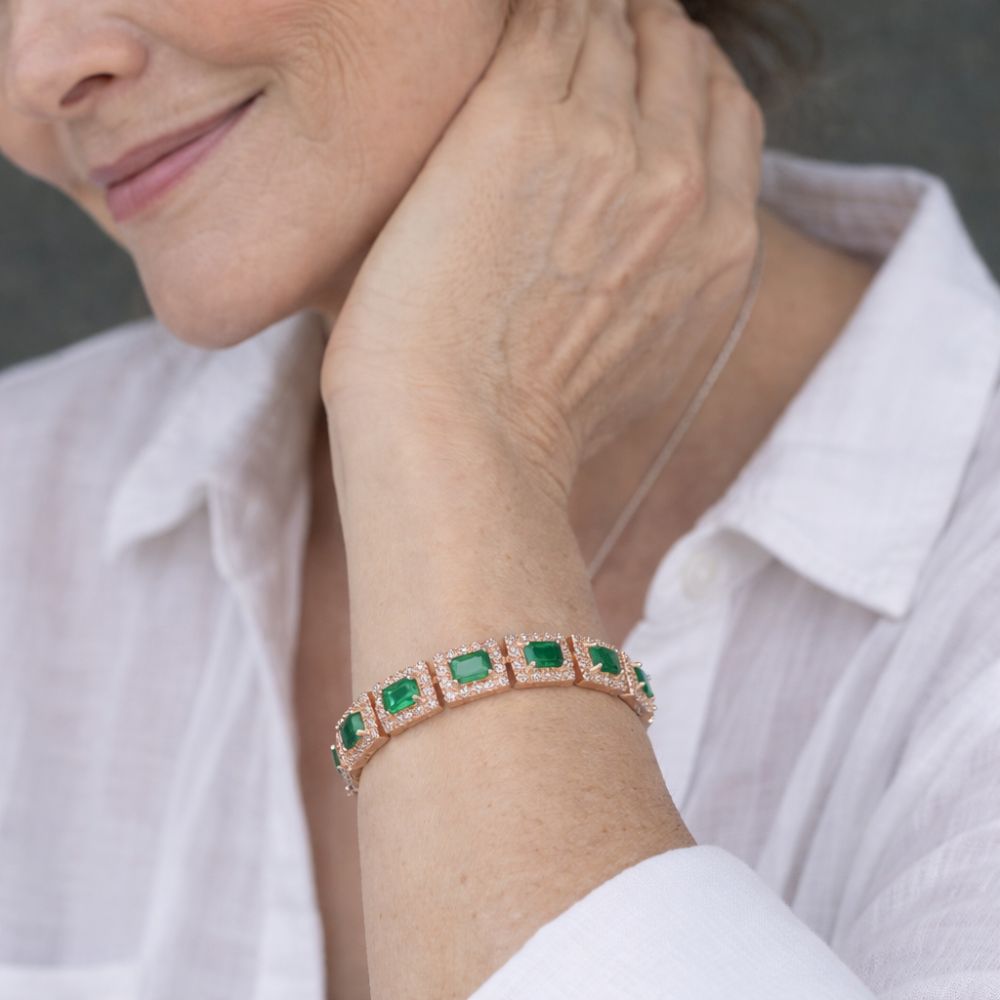 Emerald Green Statement Gold Bracelet by Rose & Oliver - product image 2